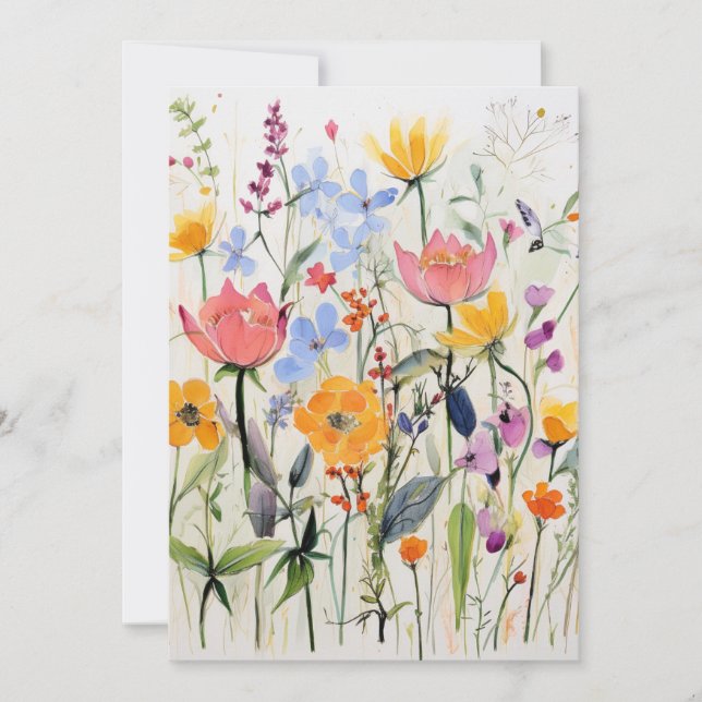 Invitation Un dessin floral fantaisiste, fleurs sauvages  (Devant)