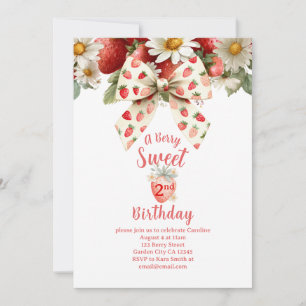 Invitation Un Deuxième Anniversaire De Fraise Sucré Aux Baies