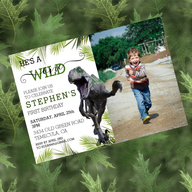 Invitation Un Dinosaure sauvage Rapporteure de photos Jurassi (Créateur téléchargé)