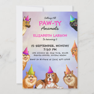 Invitation Un Doggone Amusant Anniversaire Paw-ty Await! Pour