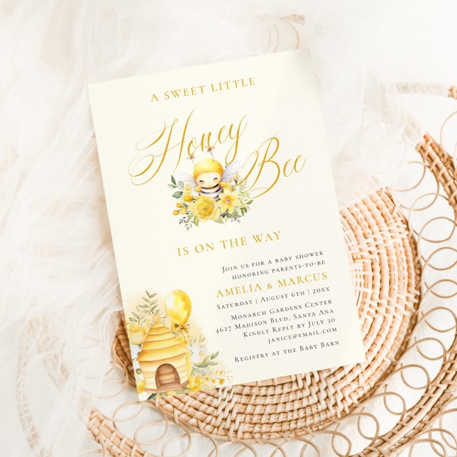 Invitation Un doux Baby shower d'abeilles au miel (Créateur téléchargé)