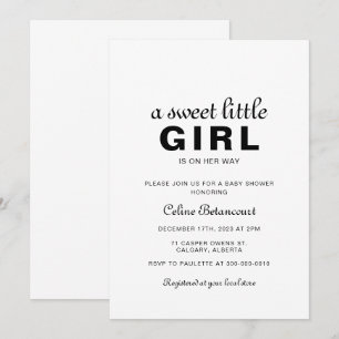Invitation Un doux Baby shower de petite fille
