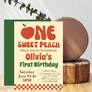 Invitation Un doux pêcher - Rétro Pêche 1er anniversaire