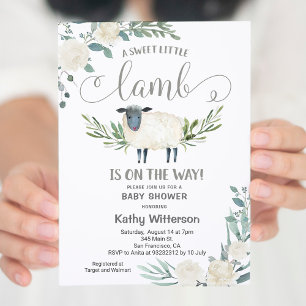 Invitation Un doux petit agneau est en chemin Baby shower