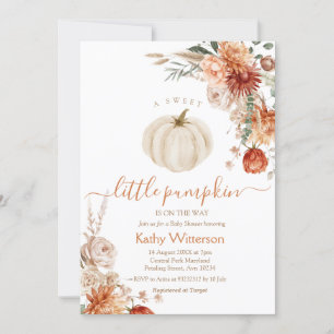 Invitation Un doux petit Baby shower Citrouille Boho Floral