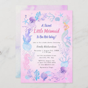 Invitation Un doux petit Baby shower de fille Pastel de Sirèn