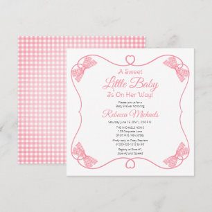 Invitation Un doux petit bébé rose vaches Baby shower fille
