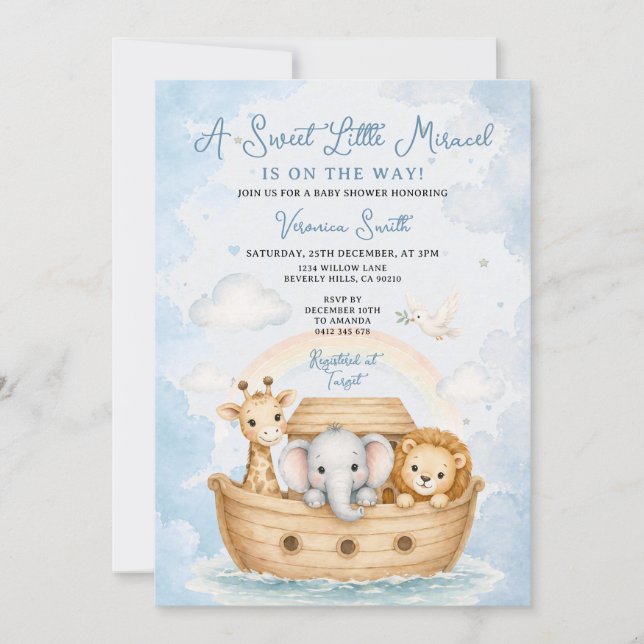 Invitation Un doux petit miracle Douce fête prénatale sur l'A (Devant)