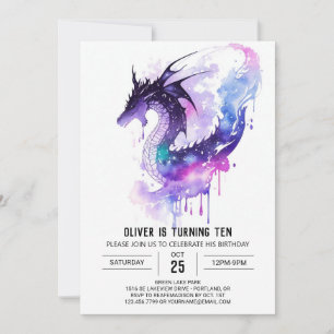 Invitation Un dragon qui respire le feu pour enfants Annivers