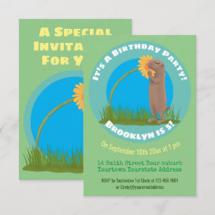 Invitation Un drôle de chien de prairie avec dessin animé de 