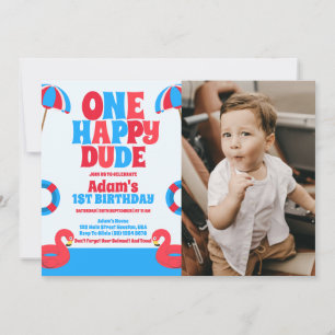 Invitation Un Dude Heureux Anniversaire Tropical 1ère année 