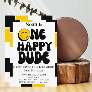 Invitation Un Dude Heureux Garçon 1er Anniversaire