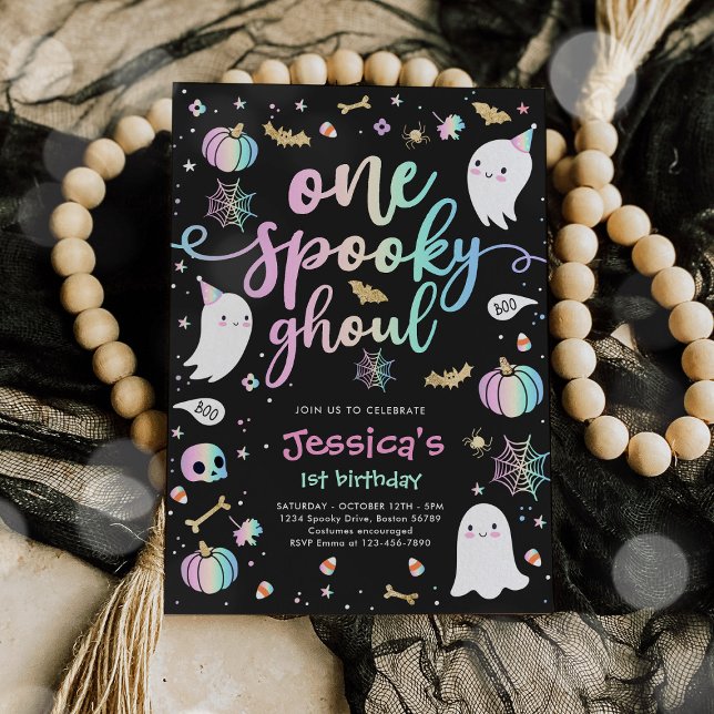 Invitation Un Éffrayant Ghoul Cute Halloween Ghost 1er annive (Créateur téléchargé)