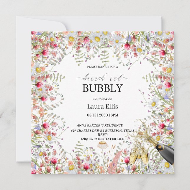 Invitation Un élégant brunch à fleurs fleurs sauvages et une  (Devant)