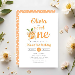 Invitation Un élégant sucré un orange citrus 1er anniversaire