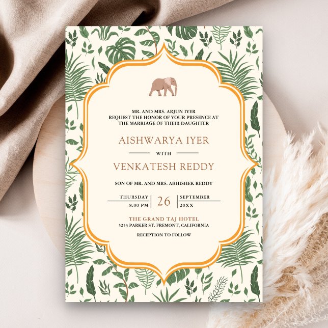 Invitation Un éléphant de forêt tropicale en un seul Mariage  (Créateur téléchargé)