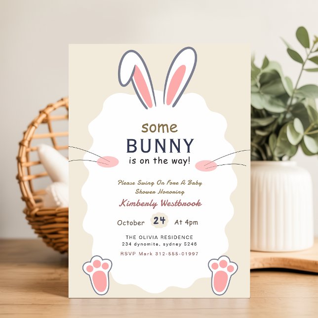 Invitation Un Éléphant Élégant pour Bébé Lapin Shower de Nais (Créateur téléchargé)