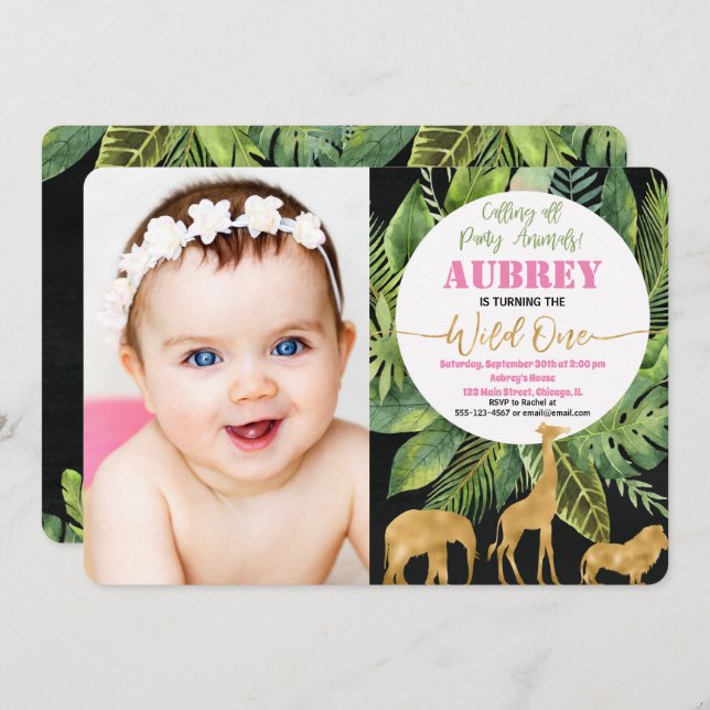 Invitation Un ęr safari sauvage d'invitation de photo (Devant / Derrière)