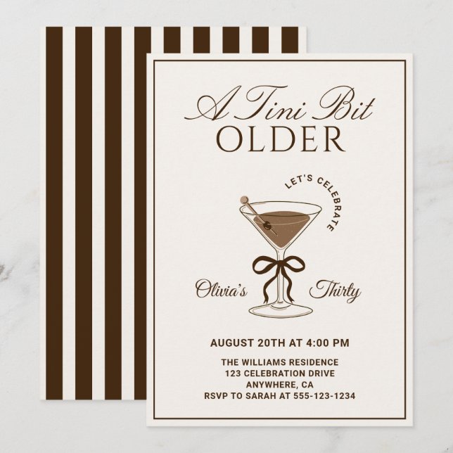 Invitation Un Espresso Martini Un Peu Plus Vieux pour un 30e  (Devant / Derrière)