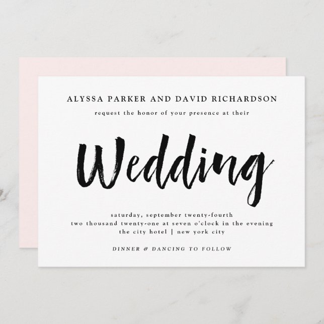 Invitation Un esprit moderne | Mariage noir et blanc (Devant / Derrière)