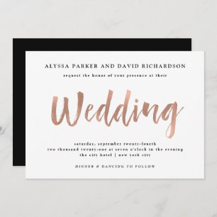 Invitation Un esprit moderne   Mariage or Rose Faux