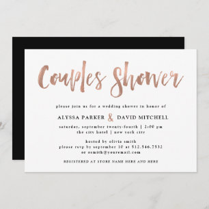 Invitation Un esprit moderne   Rose Faux Gold Couples Douche