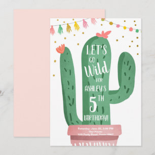 Invitation Un Fête de Cactus Wild One Birthday Let's Go Wild