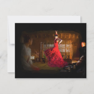 Invitation Un feu de flamenco illumine une maison de thé à To