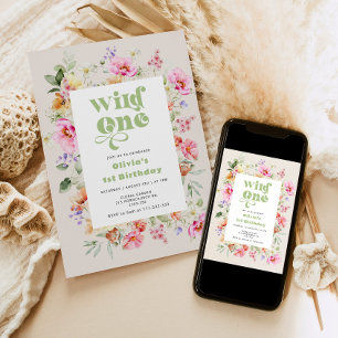 Invitation Un fleur sauvage d'1er anniversaire sauvage