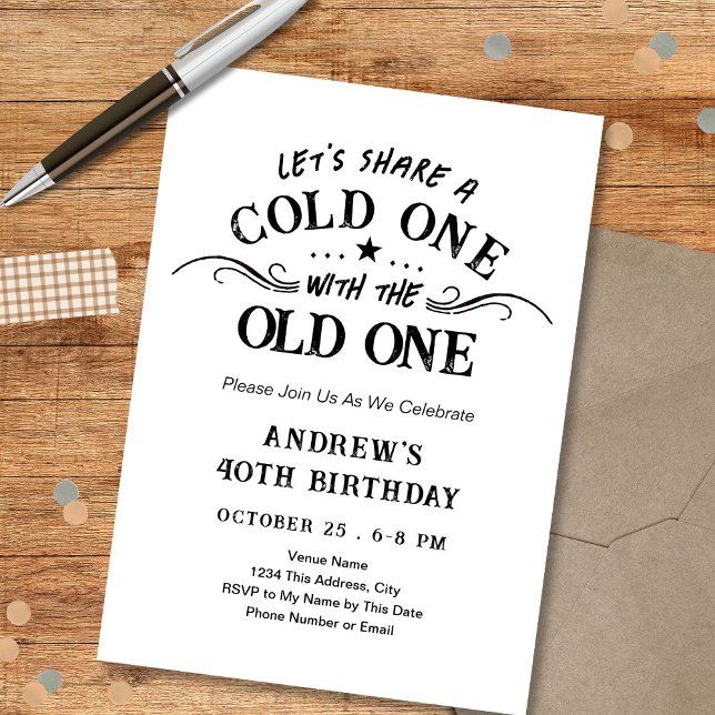 Invitation Un froid avec la vieille bière One 40e (Créateur téléchargé)