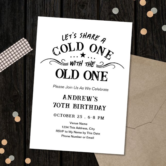 Invitation Un froid avec la vieille bière pour le 70e anniver (Créateur téléchargé)