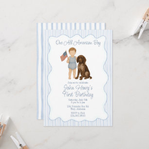 Invitation Un Garçon Américain, Blanc Rouge Deux, Patriotique