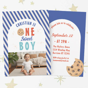 Invitation Un garçon doux Chip Chip Cookie 1er anniversaire