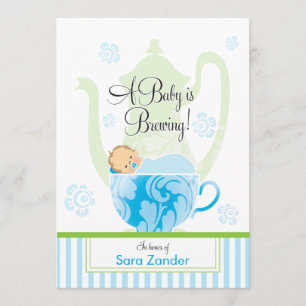 Invitation Un garçon du thé   de baby shower