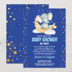 Invitation Un garçon éléphant baby shower par la lune de mail