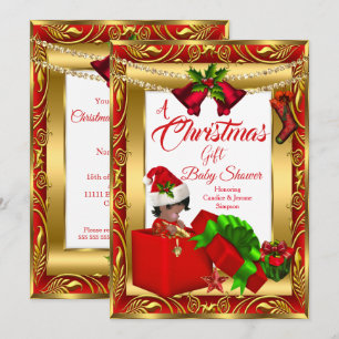 Invitation Un garçon fille Cadeau de Noël Baby Shower Rouge O