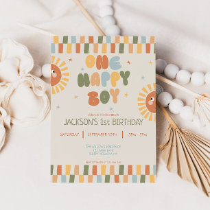 Invitation Un Garçon Heureux Boho Soleil 1er Anniversaire