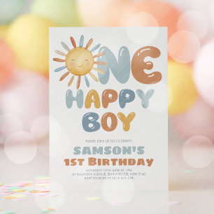 Invitation Un garçon heureux fête son 1er anniversaire