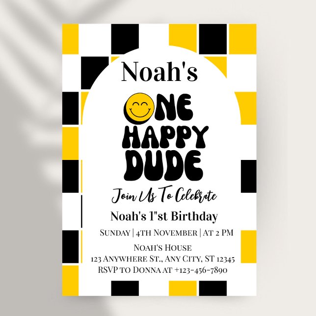 Invitation Un garçon heureux premier anniversaire (Créateur téléchargé)