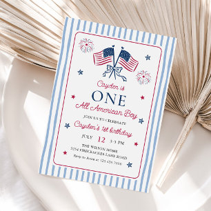 Invitation Un garçon tout américain 4 juillet 1er anniversair