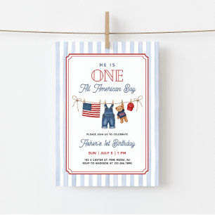 Invitation Un garçon tout américain pour son 1er anniversaire