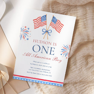 Invitation Un garçon tout américain pour un anniversaire du 4