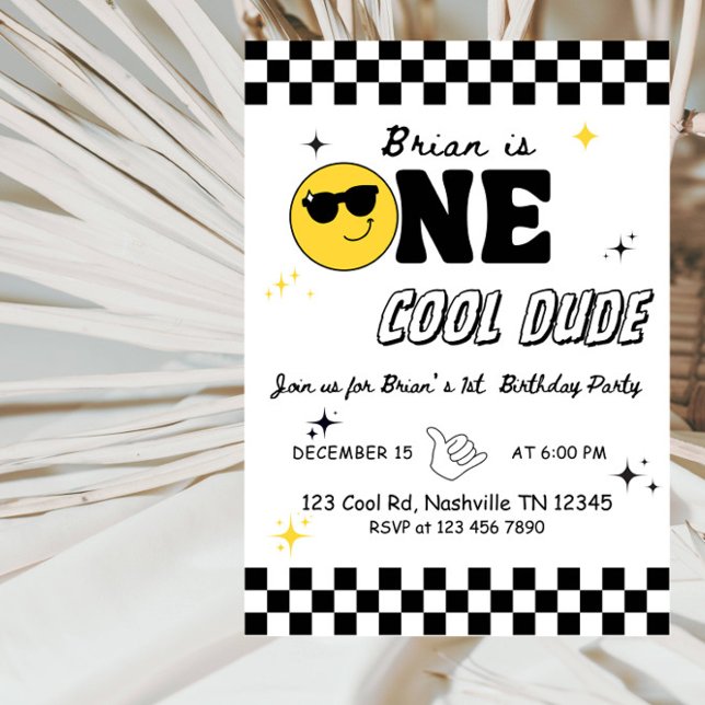 Invitation Un gars heureux – Fête d'anniversaire de 1 an pour (Créateur téléchargé)