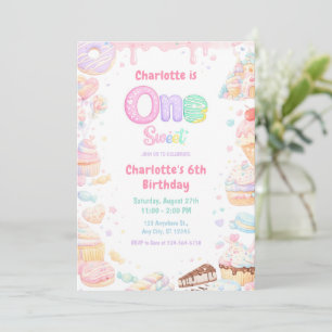 Invitation Un gâteau pastel sucré pour un 1er anniversaire