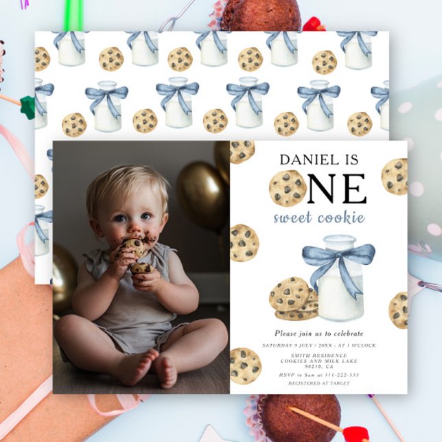 Invitation Un gâteau sucré et le lait premier anniversaire (Créateur téléchargé)