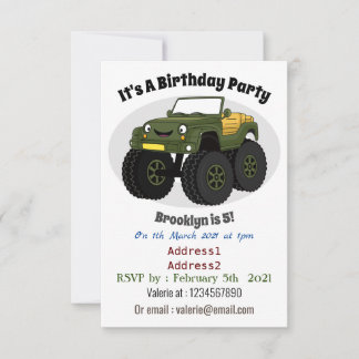 Invitation Un Green Monster truck