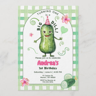 Invitation Un Gros Cornichon Premier Anniversaire Rose