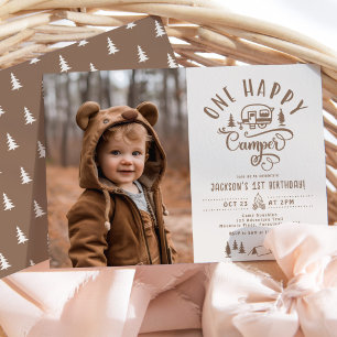 Invitation Un Happy Camper photo 1er anniversaire