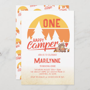 Invitation Un Happy Camper Retro 1er anniversaire