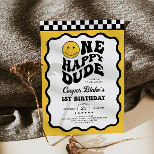 Invitation Un heureux Dude Emoji Sourire Face 1er anniversair
